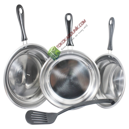 wajan teflon  set stainless steel 3 Pcs